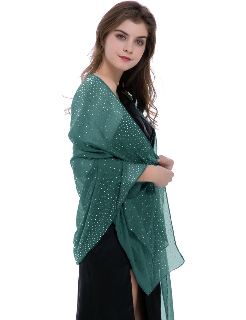 BANETTETA Green Shawls and Wraps for Evening Dresses Shall for Women Dressy Shawls and Wraps for Evening Wear (Dark Green) - Image 3
